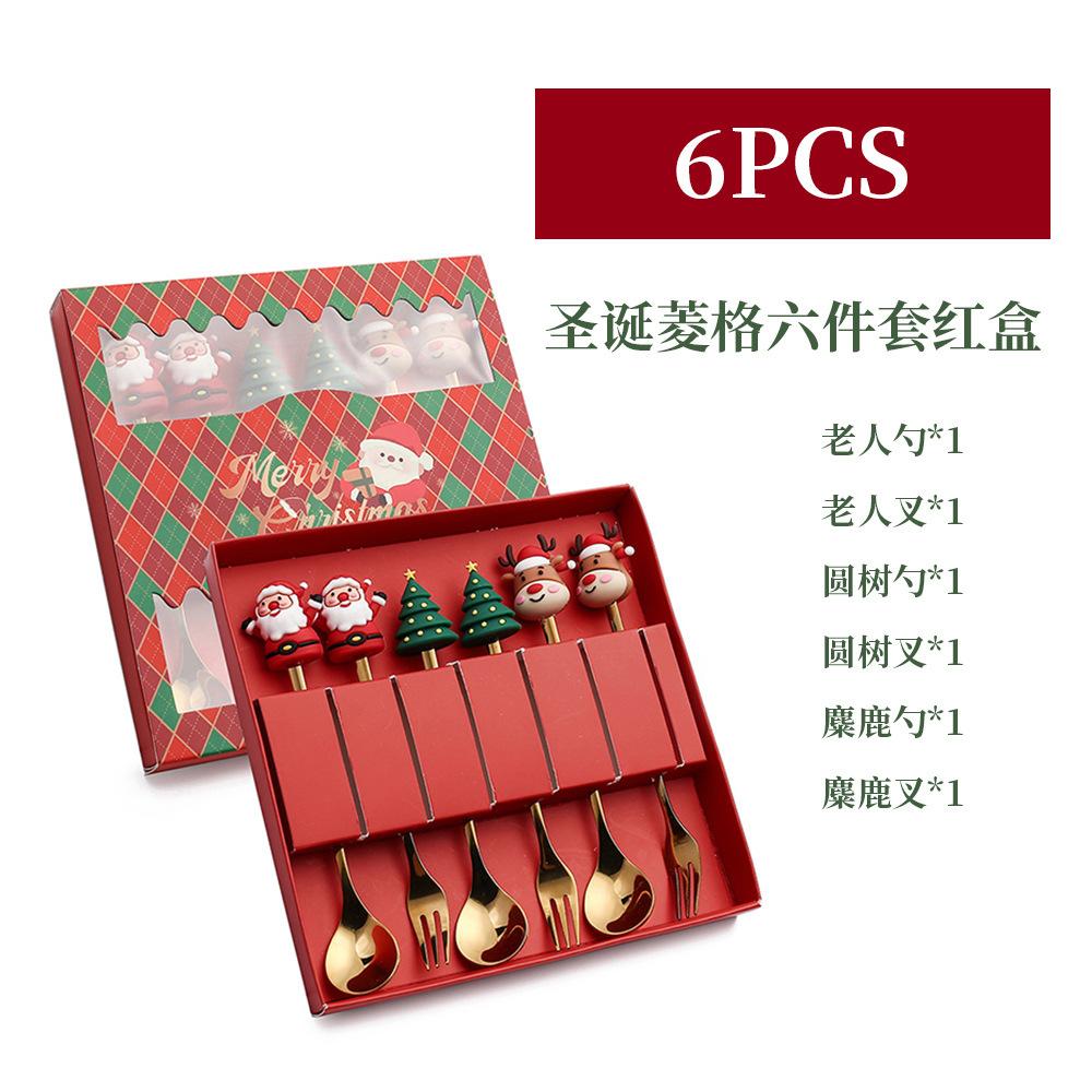 4pcs/6pcs Christmas Doll Stainless Steel Spoon Set Detachable Easy To Clean for Dessert Gift Dining Table Decoration