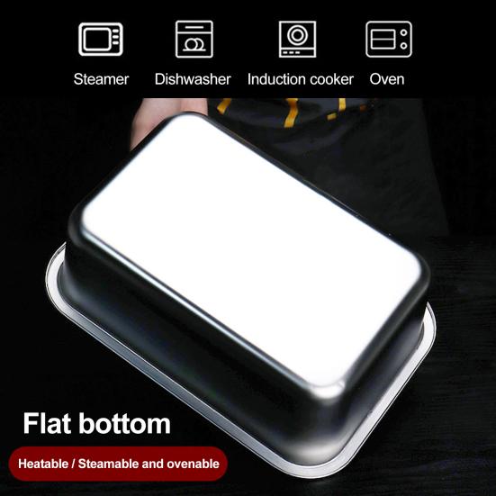 Flat Bottom Square Basin Stainless Steel Extra Deep Lasagna Baking Pan with Lid Non-stick Roasting Casserole Dish