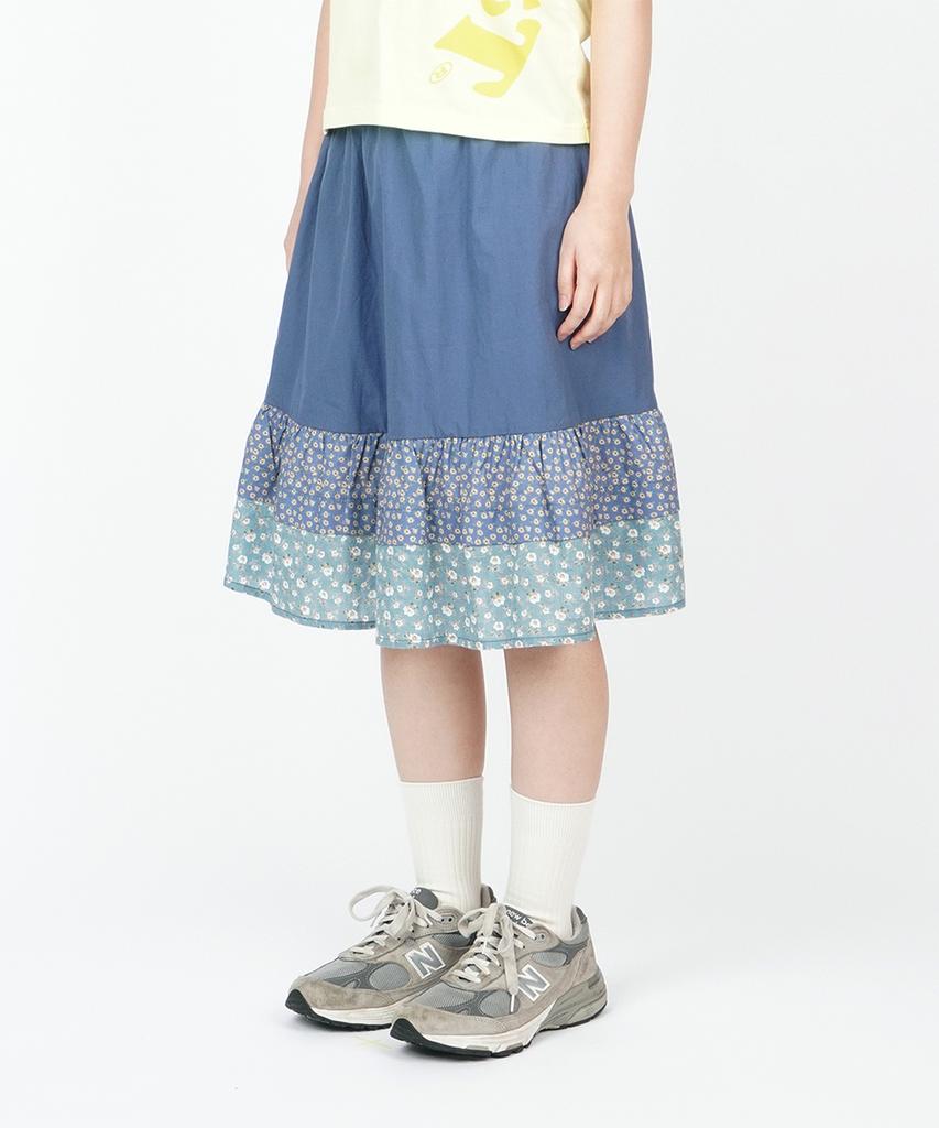 Sseonegteu Floral Tiered Skirt - Navy