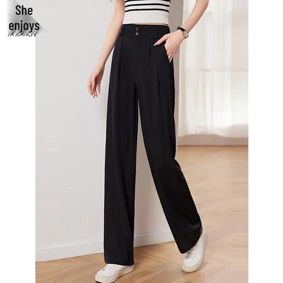 Women's Draped Wide-Leg Straight Suit Trousers