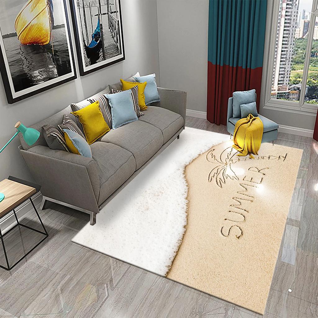 Hello Summer Carpet Beach Sea Starfish Pattern Bathroom Anti-Slip Carpet Door Mat Doormat Outdoor Living Room Bedroom Floor Rug