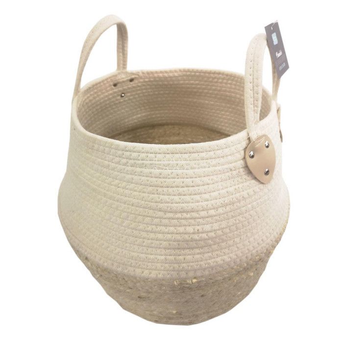 Panier de Rangement - OSINELLA - Blanc - Coton - Fibre de Maïs - 38 x 34 cm