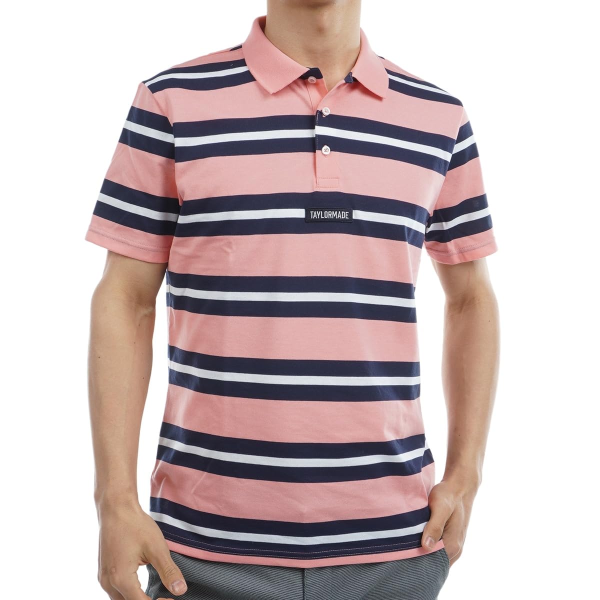 

TaylorMade Yarn-Dyed Striped Short Sleeve Polo Shirt, Pink, Size M, 2023SS, TJ182