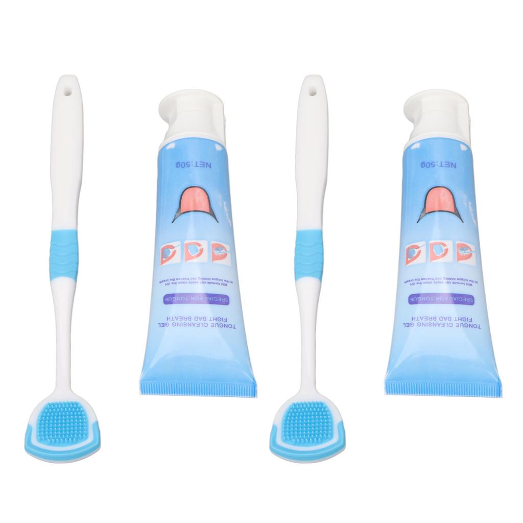 Ensemble de 2 brosses à langue propres pour éliminer la mauvaise haleine et nettoyer en profondeur la langue avec gel