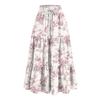 Kvinners Ruffled Spring Uformelt langt skjørt Ensfarget skjørt Retro plissert skjørt