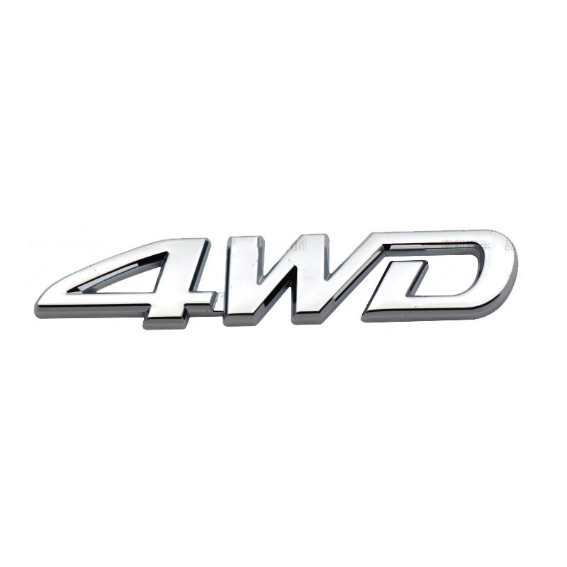 3D Metal 4WD Logo Decals Emblem Badge Car RearTrunk Fender Adhesive Badge Body Sticker ForToyota RAV 4 Hyundai Honda Accessories