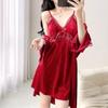 Pure desire wind golden velvet pajamas women's autumn and winter sexy suspender nightgown nightgown loungewear set with chest pad