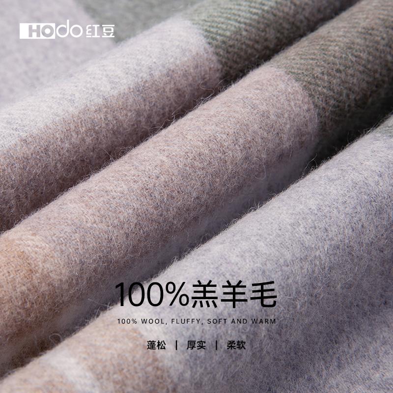 Red Bean Pure Wool Scarf for Women's Autumn and Winter New Wool Plaid Scarf for Both Men and Women, Fashionable and Versatile