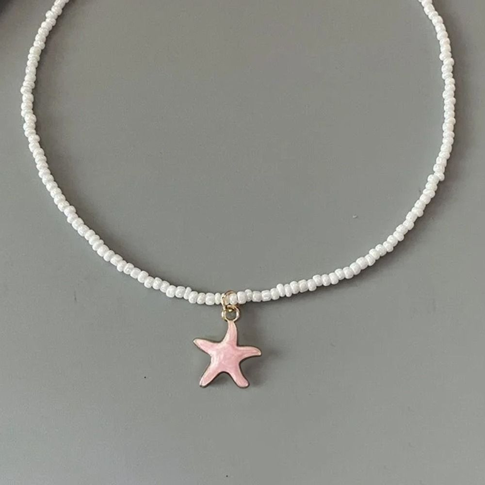Starfish Spring Summer Necklace Short Neck Choker Chain Cute Pendant Necklace  for Women Girls