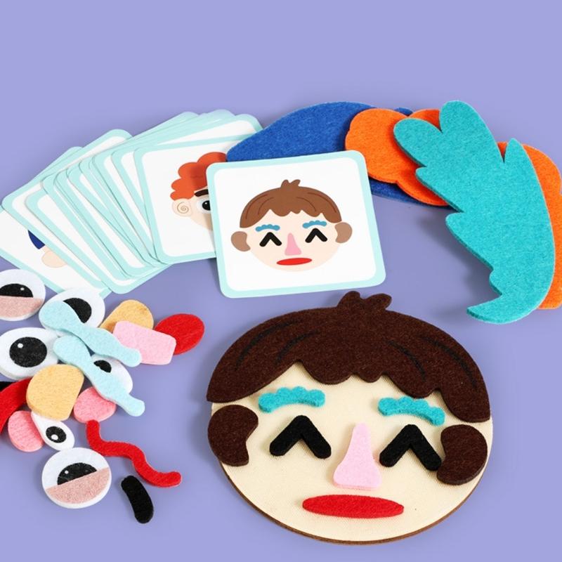 Interactive Play Toy Childrens Emotion Recognition Game Soft Felt Face Parts For Creative Fun