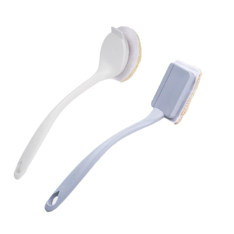 Non-Scratch Loofah Pot Brush with Long Handle - Keeps Hands Clean for Effective Kitchen Cleaning & Degreasing