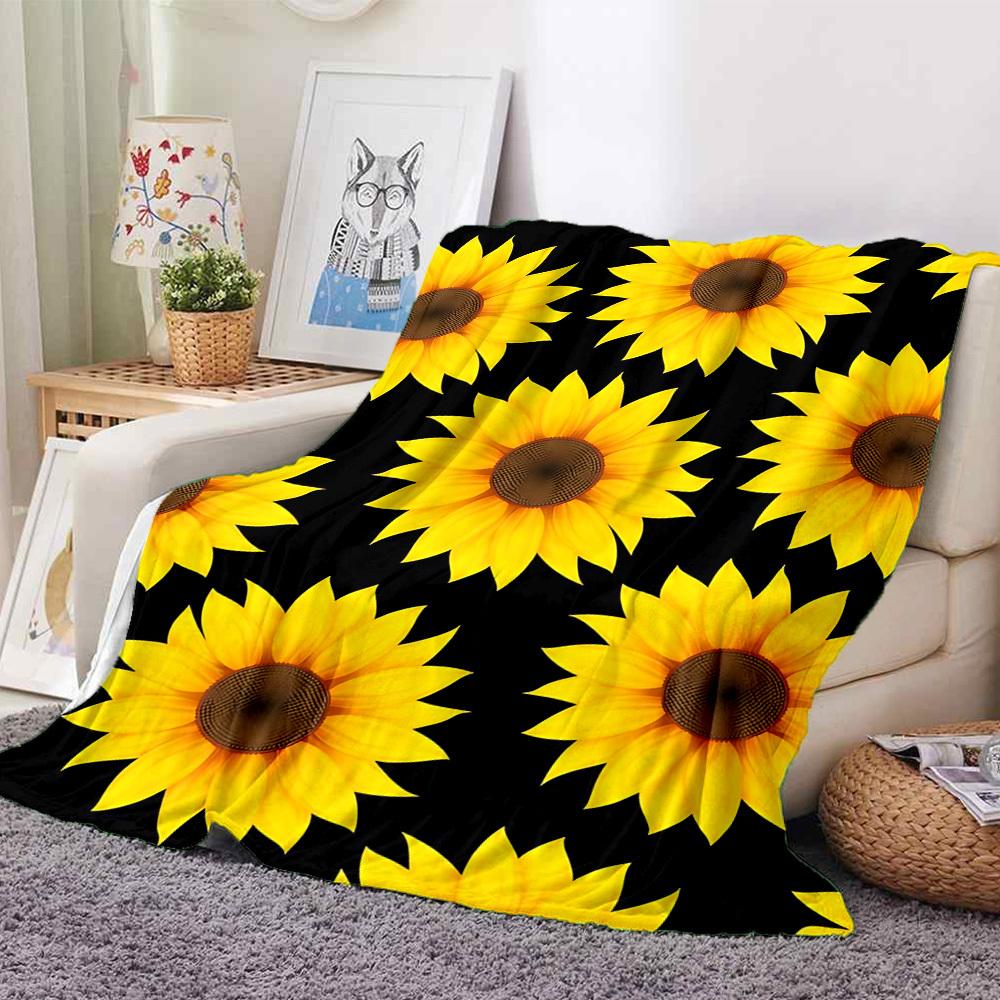 1pc Sunflower Pattern Blanket Warm, Cozy, And Soft, Suitable for Sofas, Beds, Cars, And Office Use.Perfect for Camping And Travel, Making It a Great G