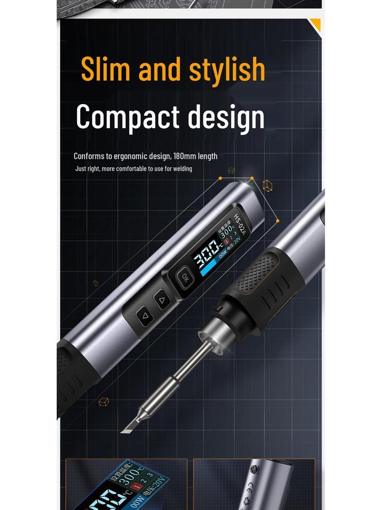 FNIRSI HS-02 100W Smart Electric Soldering Iron - Portable Constant Temperature Pen for Household Repair/Welding.
