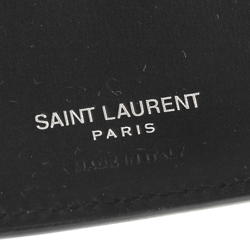 Saint Laurent Paris Bifold Compact Leather 575726 0SX0E 1000 Women's Wallet, Black, [Used]
