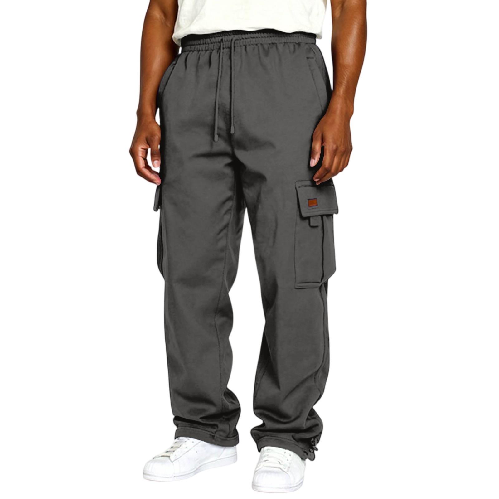 

Мужские спортивные брюки с цветными блоками и множеством карманов, прямого кроя, свободные, широкие штанины XXL