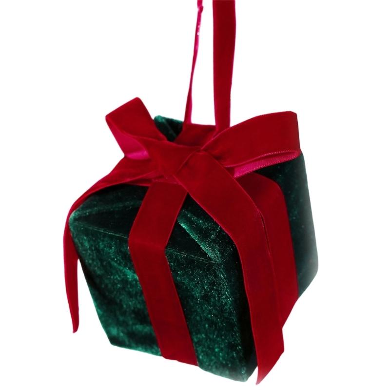 Geschenkbox Weihnachtsbaumschmuck mit Weichstoffbezug, erhabenem Banddetail, strukturiertem Zentrum und Baumaufhängeschlaufe