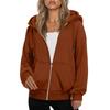Women's Fashionable Loose Fleece Hooded Casual Cardigan With Zipper Sweatshirt