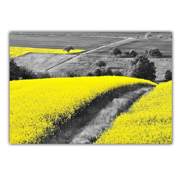 Retro Art Country Style Landscape Canvas Painting Rape Flower Sea Poster Office Wall Painting Living Room Home Decoration Mural No Frame