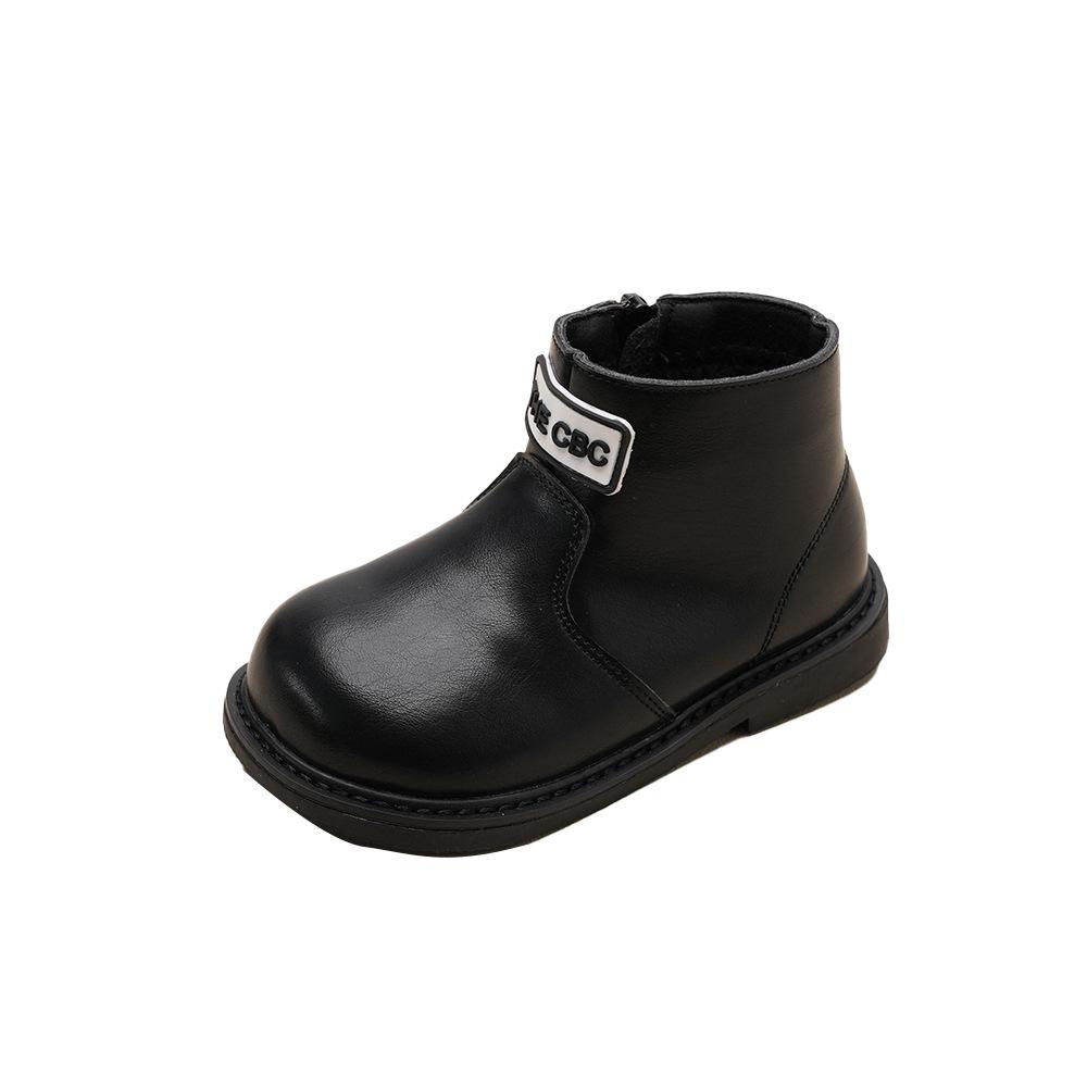 XSHX "Paris Simple" Children's French Leather Boots Boys and Girls Side Zipper Chelsea Boots [Wenzhou Shoes]