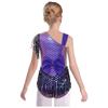 Girls Sparkling Sequins Fish Scale Leotard Bow Back Tassels Bodysuit Dance Competition Party Outfit