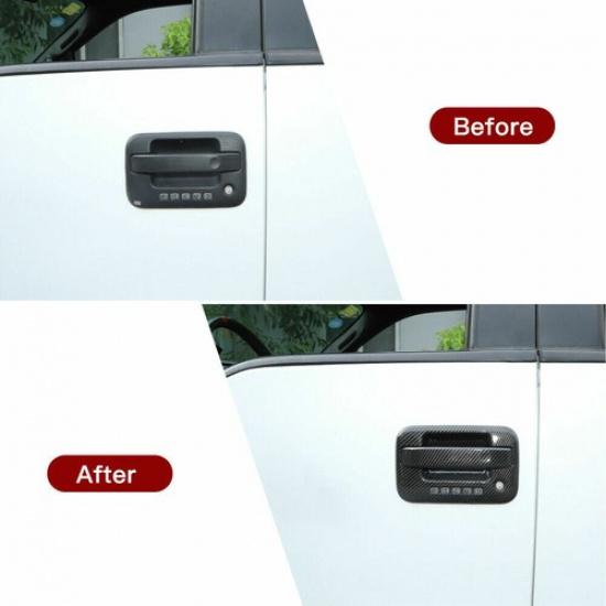 8x Car Exterior Door Handle Trim Cover Decor for Ford F150 2009-14 Carbon Fiber
