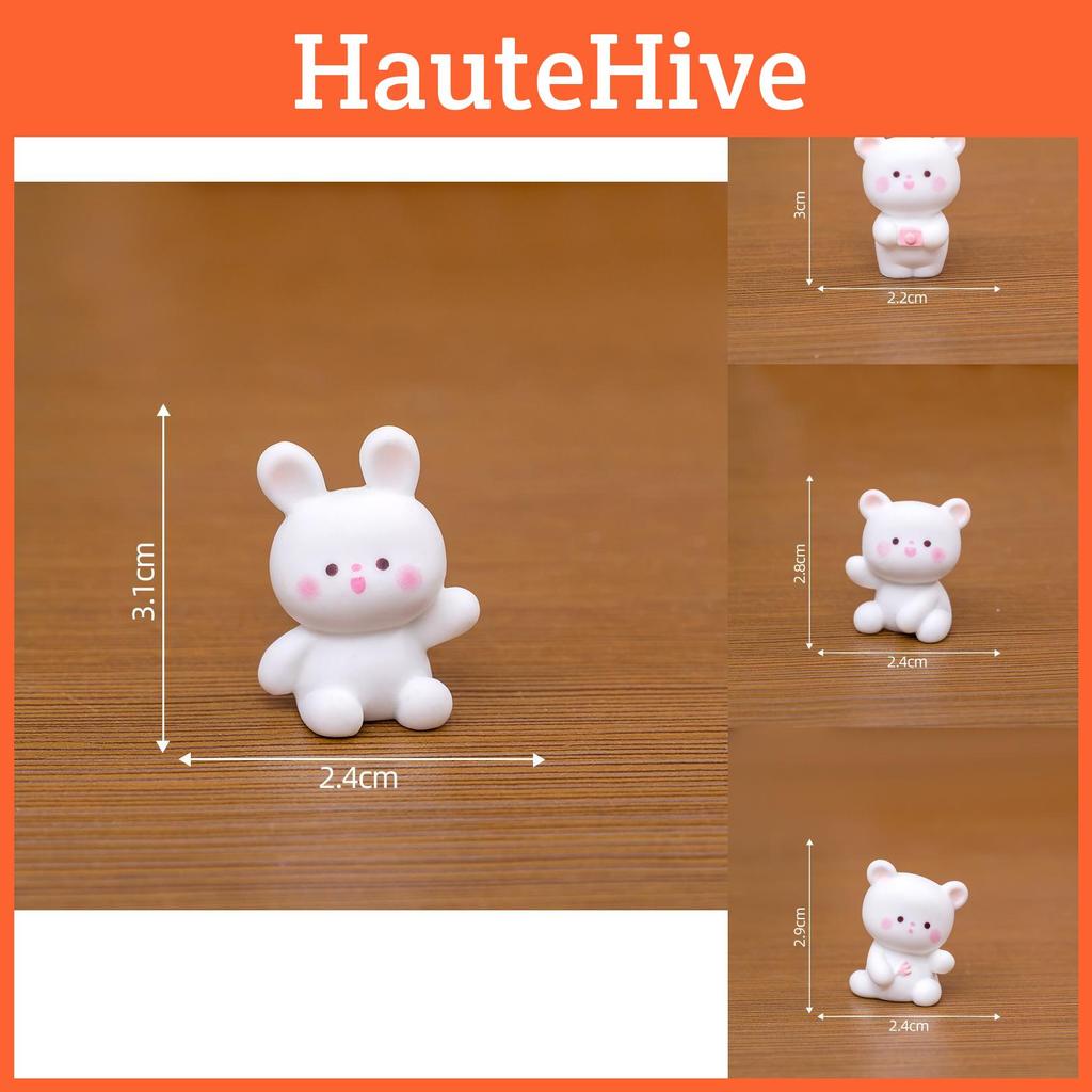 Adorable Resin Bear And Bunny Figurines Miniature Desk Car Decoration Cute Rabbit And Bear Ornaments