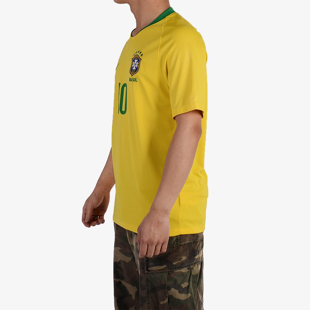 Nike Letter Logo Short Sleeve Football Shirt Fan Edition Brazil Team Neymar 10 Men Tops Yellow BV3244-749