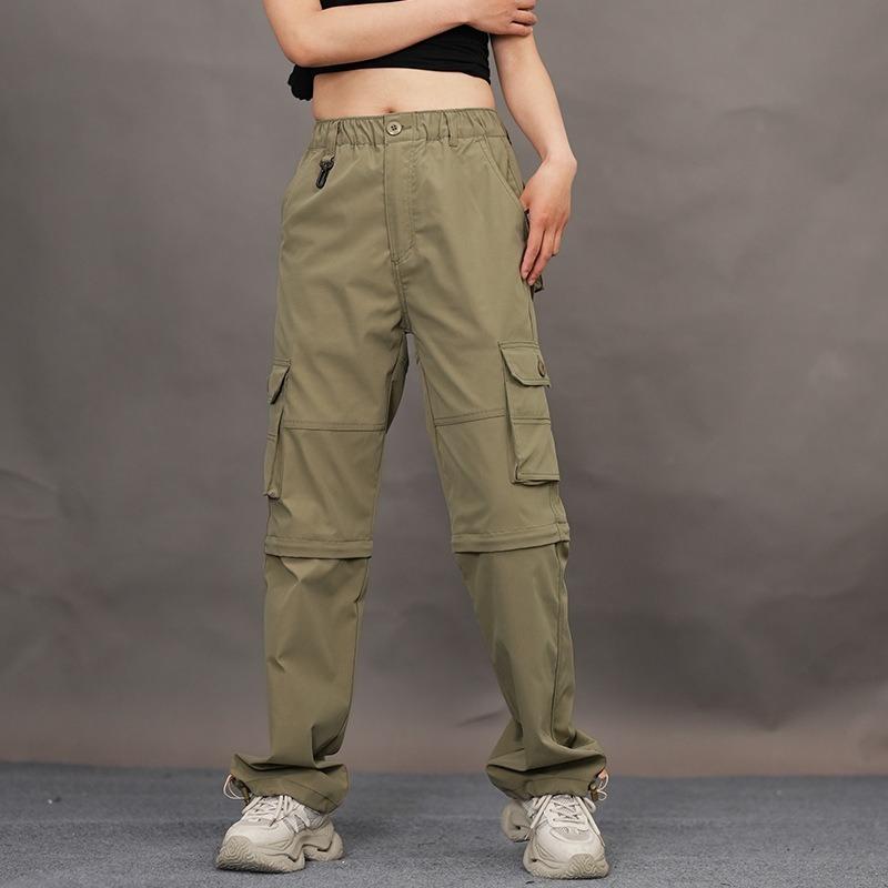 Outdoor Schnelltrocknende Hosen, Sommer Dünne Funktionale Overalls, Damen Multi-Taschen Abnehmbare Hosen
