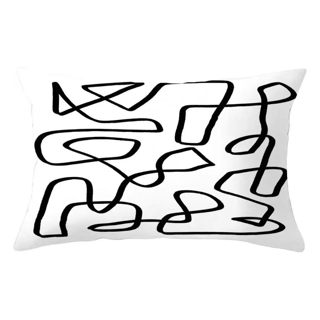 VIKAMA Minimalistisches Schwarz-Weiß Mode-Kissenbezug Nordischer Stil Hohe Ästhetik Kissenbezug Schlafzimmer Sofa Dekoration Kissenhülle