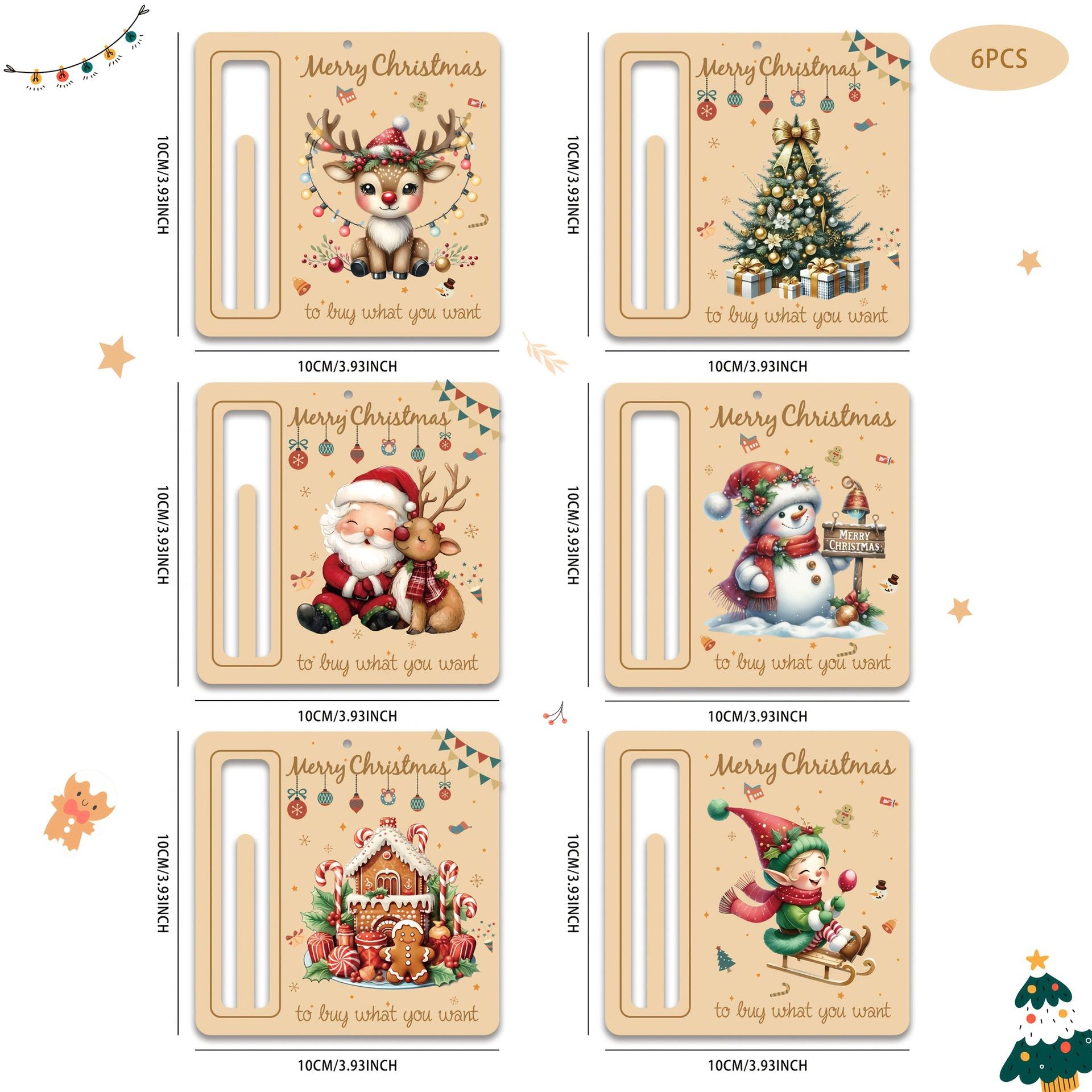 

6pcs Christmas Cute Money Holder Christmas Ornament Decoration Santa Claus Snowman Christmas tree decorations