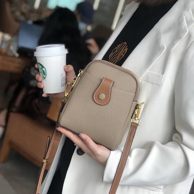 Spring/Summer 2025 Women's Genuine Leather Mini Crossbody Phone Bag - Versatile, Hot Single Shoulder Handbag.