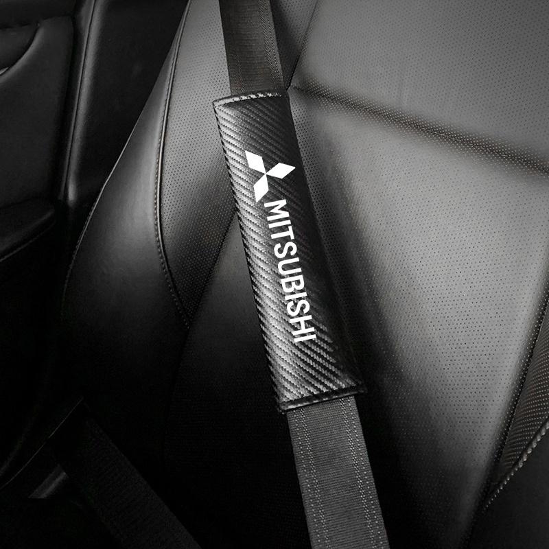 cxpzhg1 2pcs/set Carbon Car Styling Seat Belt Pad Seat belt Cover Car Accessories For Mitsubishi lancer asx outlander pajero l200 galant