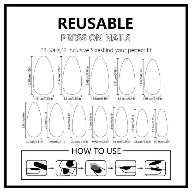 24 Buc. Unghii False Franceze de Ziua Îndrăgostiților, Lungi, în Formă de Migdală, Acoperire Completă, Unghii Artificiale, Lucioase, Autocolante, cu Design de Inimă