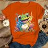 Frog Printing T-Shirt Women Men Tees Round Neck T-Shirt  women clothing  aesthetic clothes