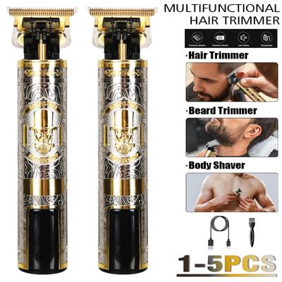1-5PCS Electric Hair Clippers For Home Use Bald Head Scoring Push Clippers Built-in 1200Mah Engraved Stainless Steel Barbe