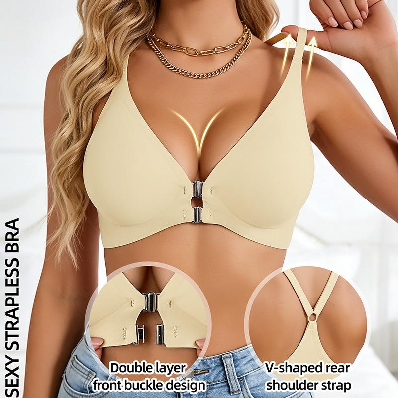 Women S Front Closure Seamless Backless Bra Leopard Print Push Up Underwire Free