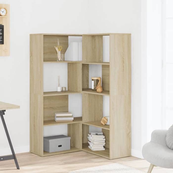 VidaXL Corner Bookshelf with 4 Tiers Sonoma Oak Engineered Wood, Corner Bookcase, Corner Display Cabinet, Cabinet 3307812