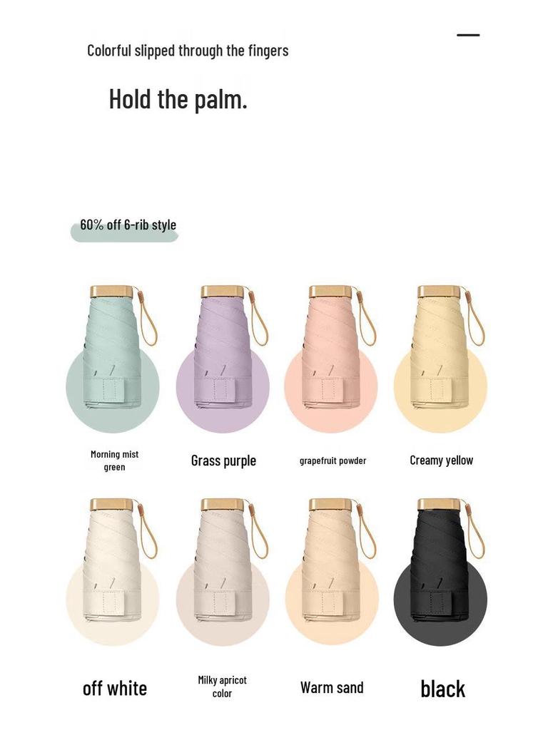 Zhi Retro Cherry Six-Fold Dual-Use Sunscreen Umbrella