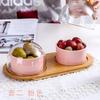 Japanese Tableware Black Ceramic Dessert Bowl Fruit Platter Creative Glass Cover Household Snack Plate Dried Fruit Cake Plate