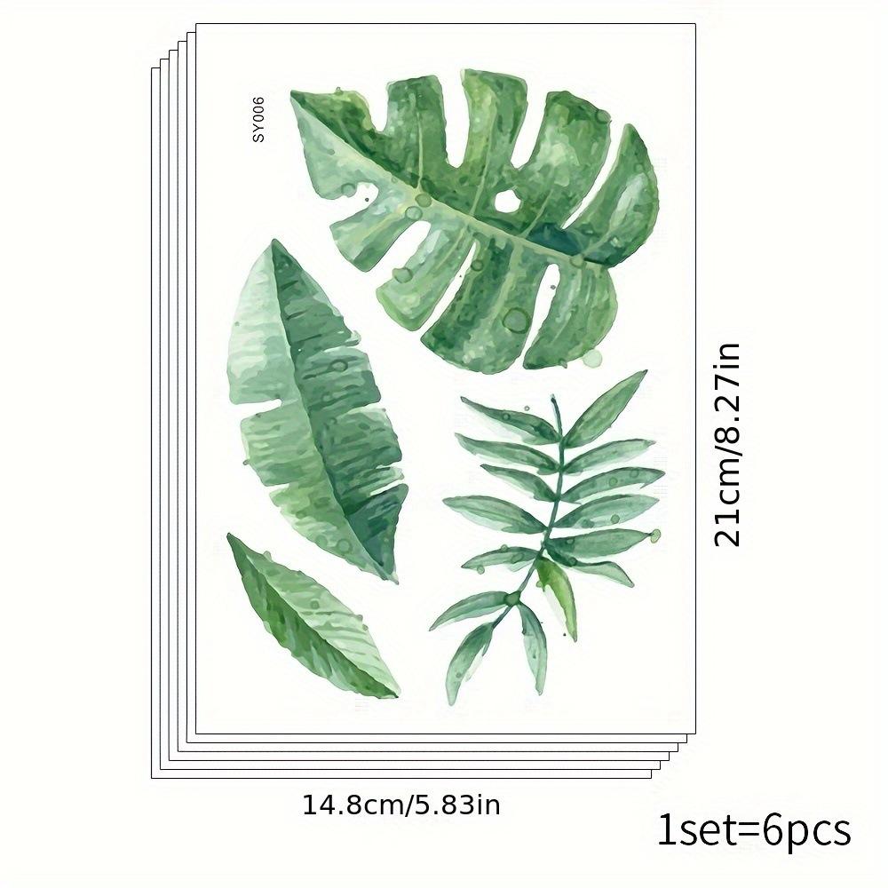 6 Листов/набор Наклейки с Зелеными Листьями, Съемные Водонепроницаемые Виниловые Наклейки, Подходят для Декора Стен Комнаты Дома Обои