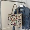 Simple and Fashionable Linen Flower Printing Handbag Women Fashion Commuter Shoulder Bags Tote Bag