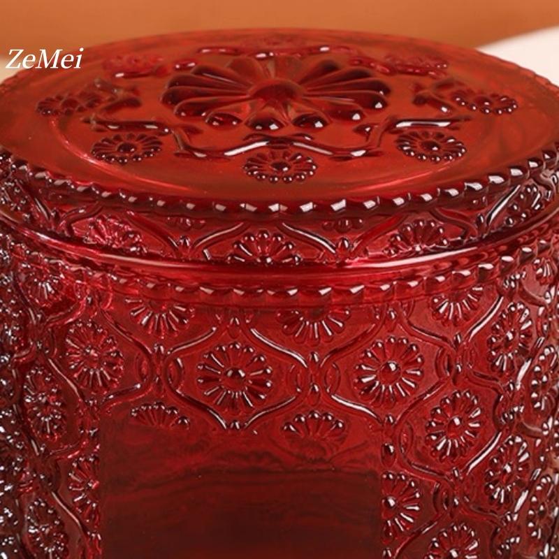 European-Style Crystal Glass Candy Jar,Jewelry Organizer With Lid  Aromatherapy Candlestick Container Container Home Decoration