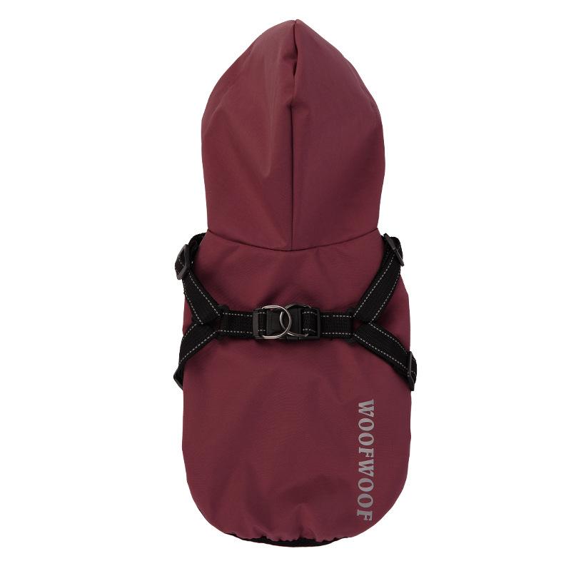 Dog clothes Outdoor reflective chest back integrated waterproof raincoat Teddy Bigbear small dog jacket