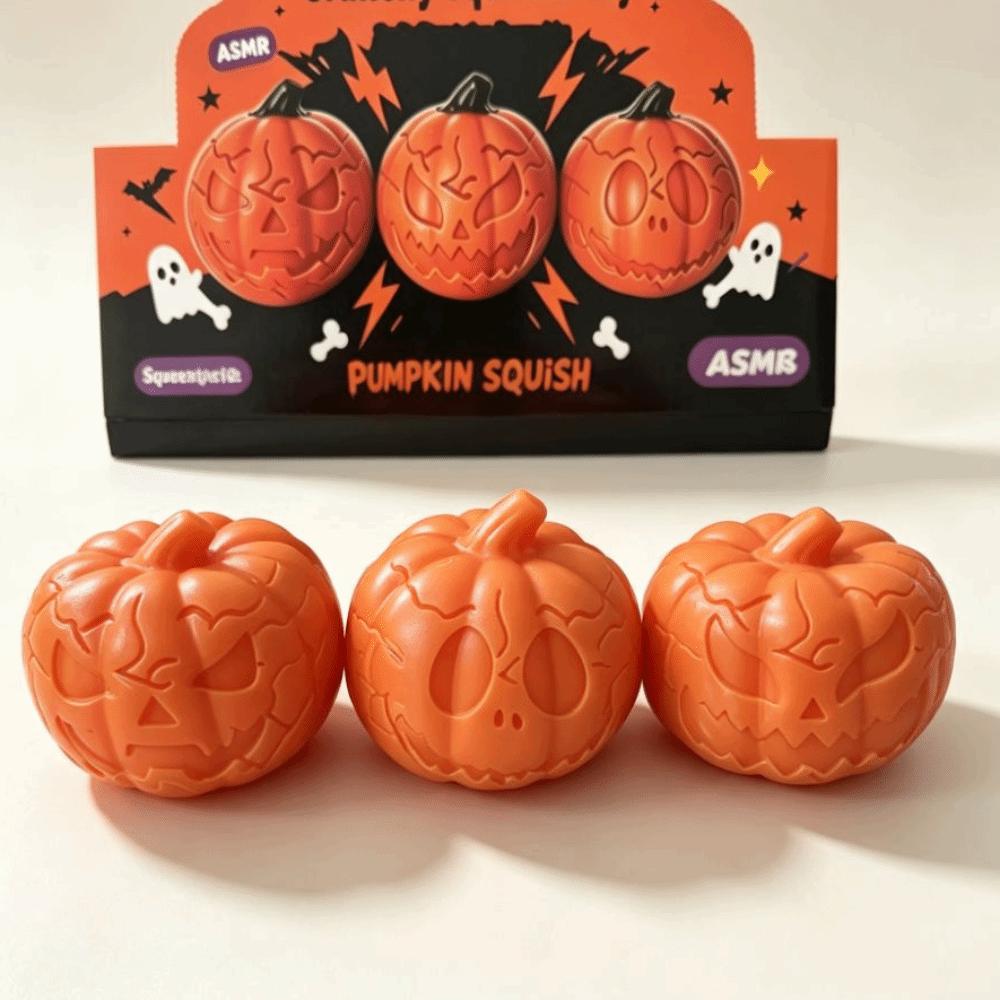 Crackling Building Block Pumpkin Skull Ball Crunchy Pumpkin Skull Squishy Toy  Hand Relax