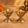 Brass Akhand Diya/Oil Lamp for Pooja, Mandir and Home Decoration (L-2.75inch) 2pcs