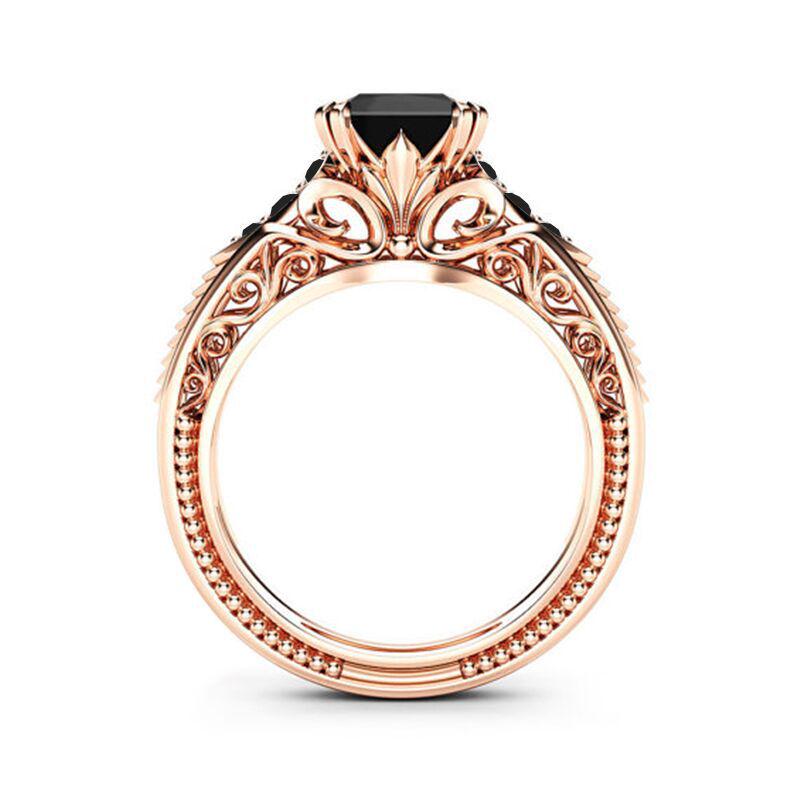 Accessories, Stylish Black Square Zircon Ring, Engagement Proposal Accessories