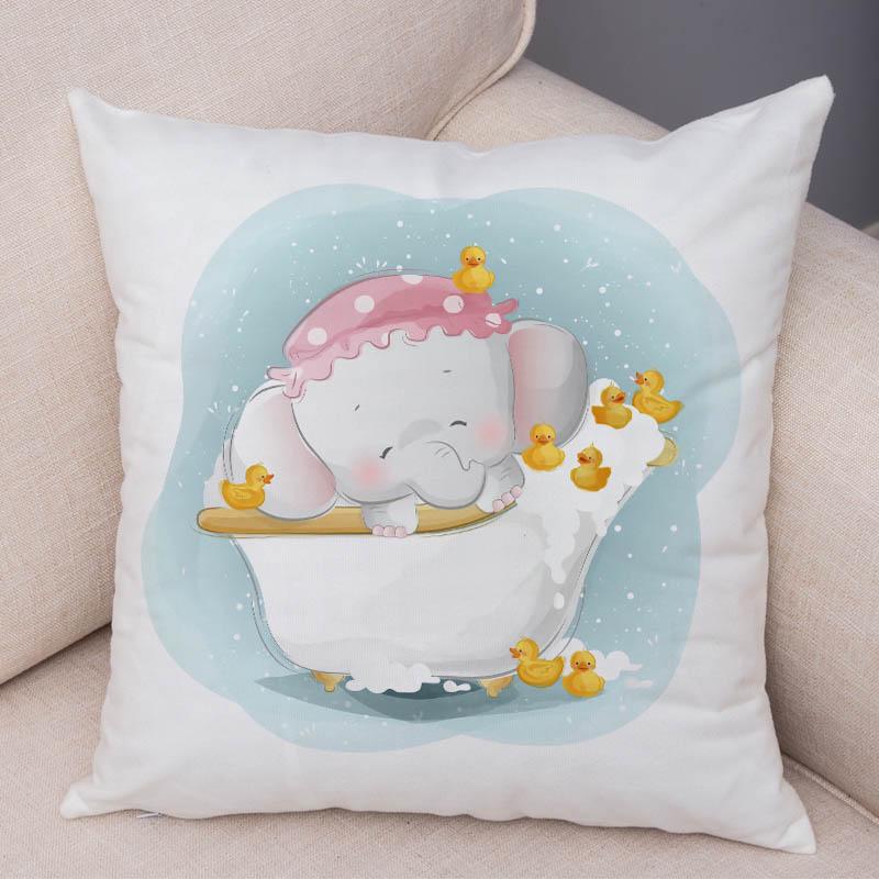 Super Soft Plush Cute Cartoon Giraffe Eleghant Lion Pillow Case Nordic Kids Room Decor Lovely Animal Cushion Cover For Sofa Home