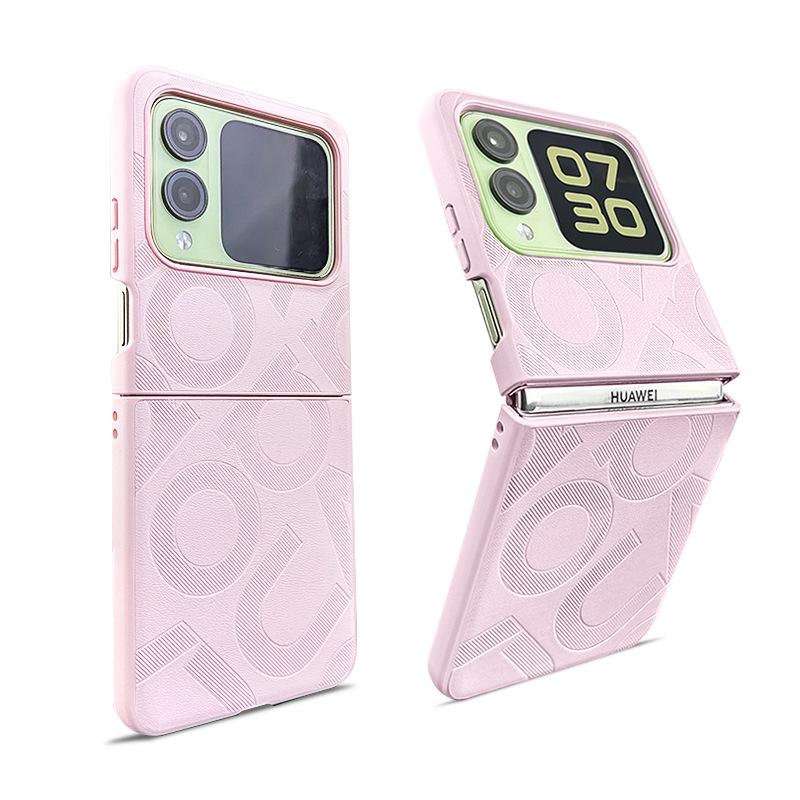 

NovaFlip Plain Leather Printing Mobile Phone Case for Huawei Nova Flip 2-in-1 Split Business Stylish Slim Protective Cover Huawei nova Flip розовый
