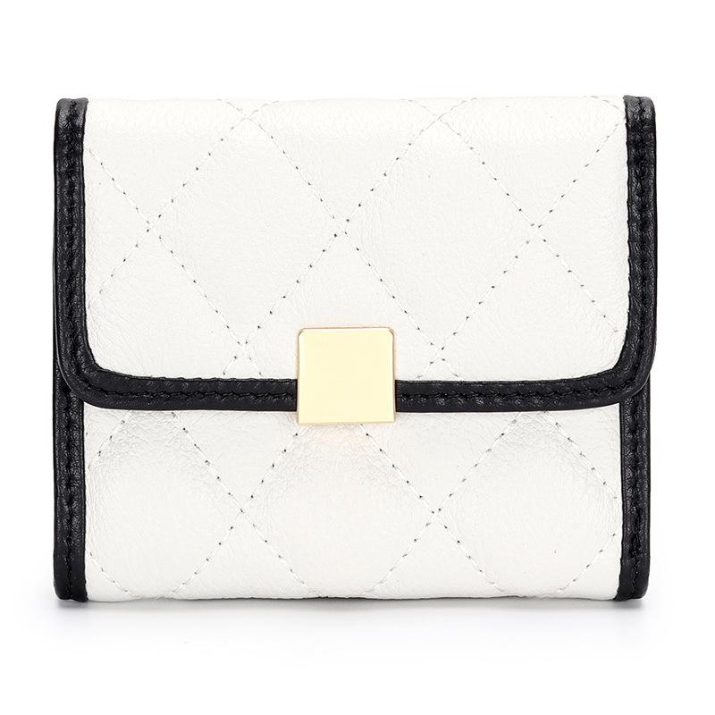Short wallet women's leather niche ins style rhombus three-fold wallet 2025 new multi-card women's short wallet