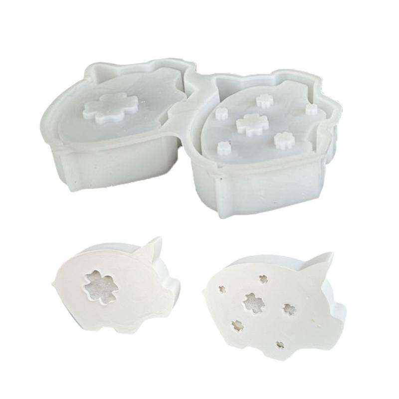 

Flexible Silicone Home Decoration Mold Pig with Clovers Shaped Candlestick Mould Gypsum Mould for Atmosphere Light 1